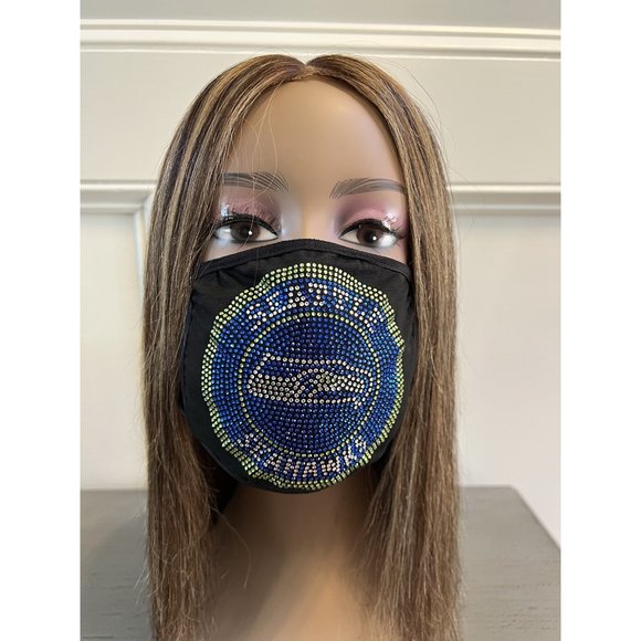 Seattle Seahawks Bling Face Mask Front Full Logo - Picture 4 of 11